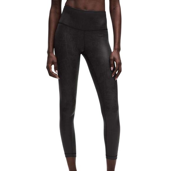 Lululemon Wunder Train High-Rise Tight 25" Matte Shine Black Women's Size 14 NWT - Picture 1 of 12